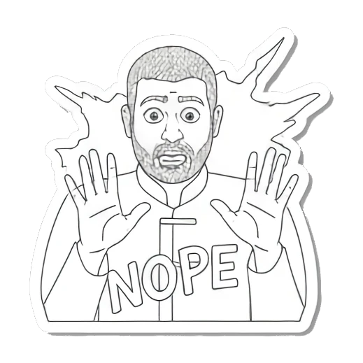 拒绝男士：NOPE Minimalist Moods Man sticker for expressive chats and social replies.