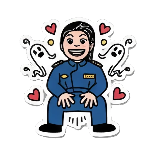 Surrounded by hearts, feeling loved Officer's Daily Moods sticker for expressive chats and social replies.