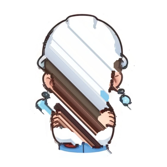 Male worker crying with crossed arms Hard Hat Heroes sticker for expressive chats and social replies.