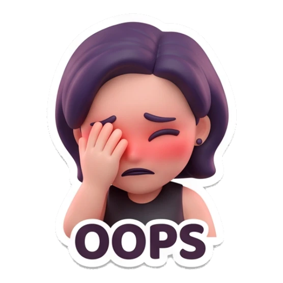 Embarrassed girl covering face with hand with text OOPS Modern Chic Girl Expressions sticker for expressive chats and social replies.
