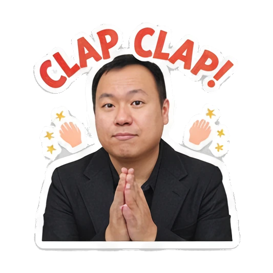 Professional man clapping hands with CLAP CLAP text Professional Office Man Daily sticker for expressive chats and social replies.