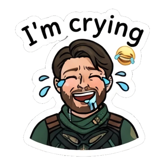 Soldier boy laughing and crying with tears of joy Soldier Boy Daily Vibes sticker for expressive chats and social replies.