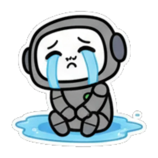 机器人抱膝而坐，伤心哭泣。 Cute Robot Expressions sticker for expressive chats and social replies.