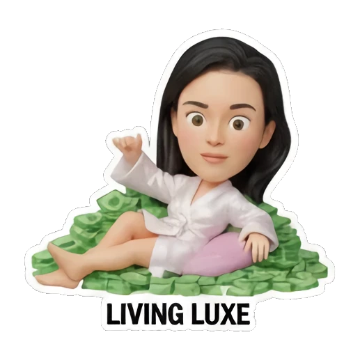 relaxed girl lounging on money Rich Girl Lifestyle sticker for expressive chats and social replies.