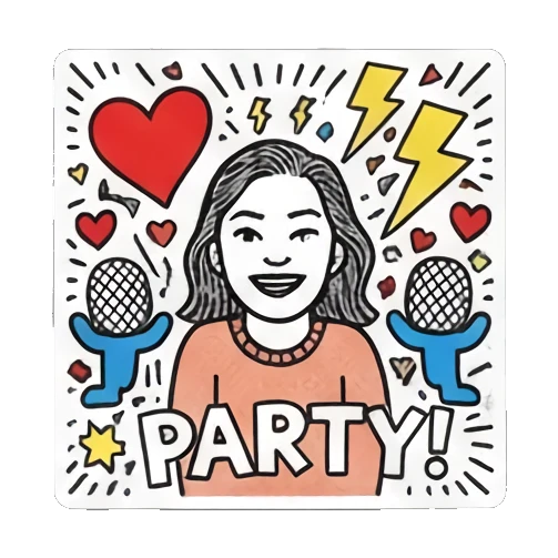 女孩参加派对 Pop Art Girl Daily Vibes sticker for expressive chats and social replies.