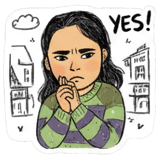 Girl looking pleading with hands together saying please Sketchy Girl Daily Vibes sticker for expressive chats and social replies.