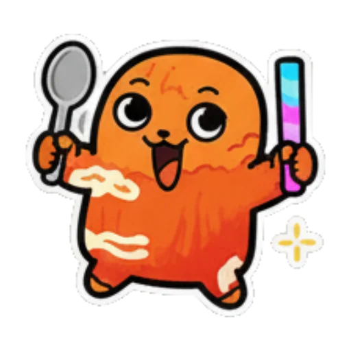 手拿刀叉准备吃饭 Orange Blob Expressive Stickers sticker for expressive chats and social replies.