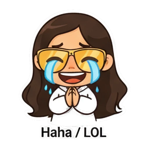 Laughing girl with tears of joy and yellow sunglasses Cool Girl Daily Vibes sticker for expressive chats and social replies.