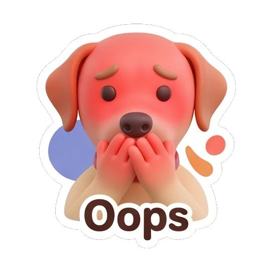 Labrador looking embarrassed and blushing, text Oops Cheerful Labrador Daily sticker for expressive chats and social replies.