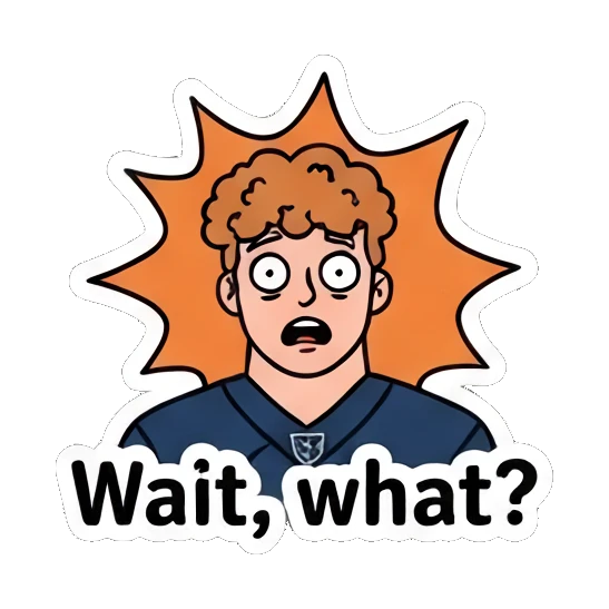 Shocked ginger athlete with text Wait what Ginger Athlete Vibes sticker for expressive chats and social replies.