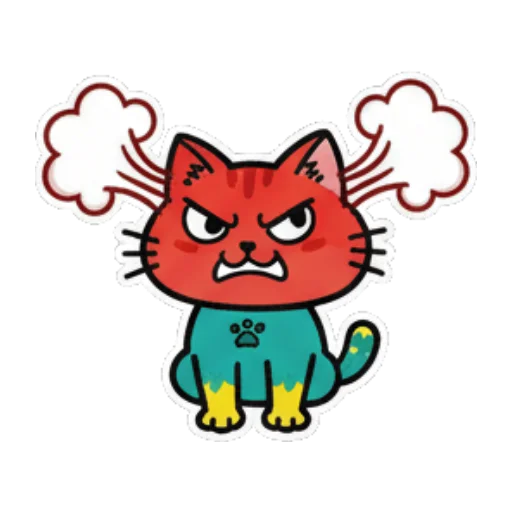 生气冒烟的猫 Cute Teal Cat Stickers sticker for expressive chats and social replies.