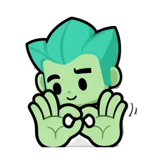 卡通角色双手交叉表示拒绝 Chibi Green Boy Expressive Stickers sticker for expressive chats and social replies.