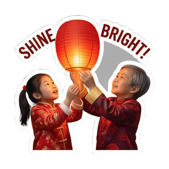 Holding red lantern Grandpa and Granddaughter CNY Moments sticker for expressive chats and social replies.