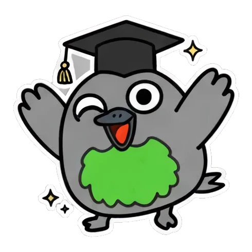 小鸟戴学士帽庆祝毕业 Cute Bird Emotions sticker for expressive chats and social replies.