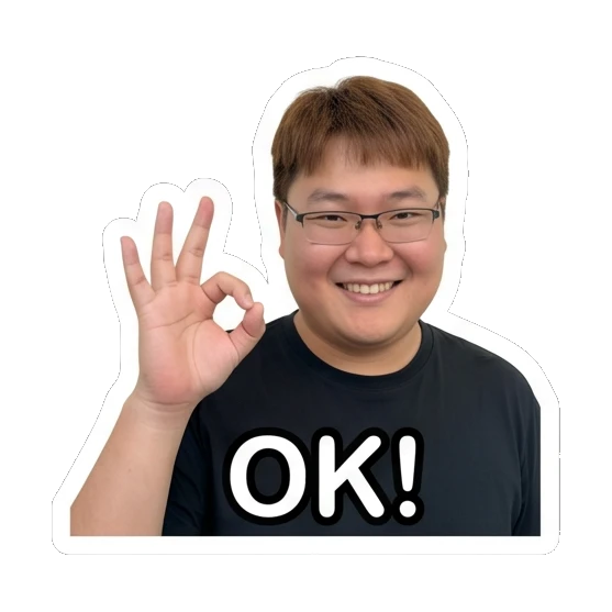 Man with glasses making an OK hand gesture with text OK! Daily Life of a Friendly Guy sticker for expressive chats and social replies.