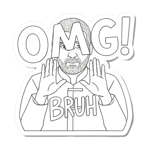 惊讶男士：OMG Minimalist Moods Man sticker for expressive chats and social replies.