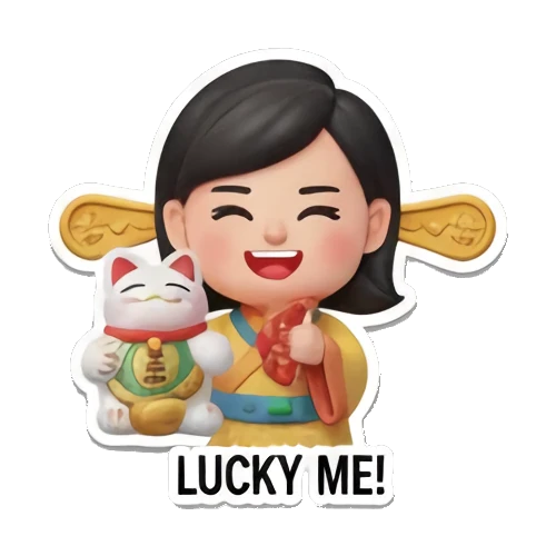 抱着招财猫的幸运公主 Fortune Princess Daily Life sticker for expressive chats and social replies.