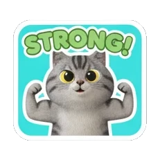 Tabby cat flexing muscles with STRONG text Tabby Cat Daily Moods sticker for expressive chats and social replies.