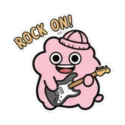 粉色小怪弹奏电吉他 Pinky Music Jam sticker for expressive chats and social replies.