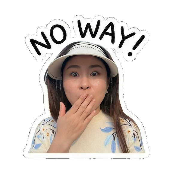 女子惊讶捂嘴“NO WAY!” Visor Girl's Daily Moods sticker for expressive chats and social replies.