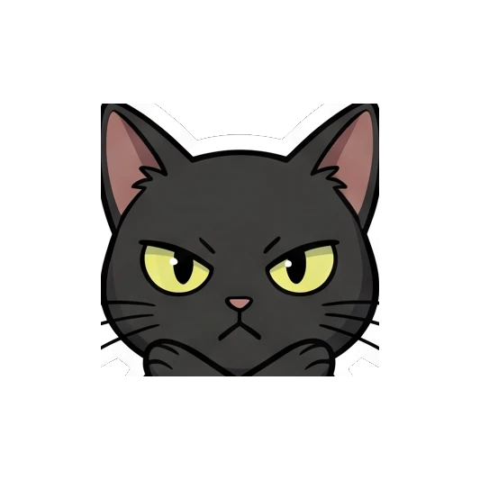 Black cat crossing its arms in a firm refusal or disagreement pose. Little Black Cat Expressions sticker for expressive chats and social replies.