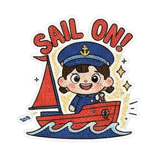 水手落水，惊慌失措 Little Sailor's Nautical Adventures sticker for expressive chats and social replies.