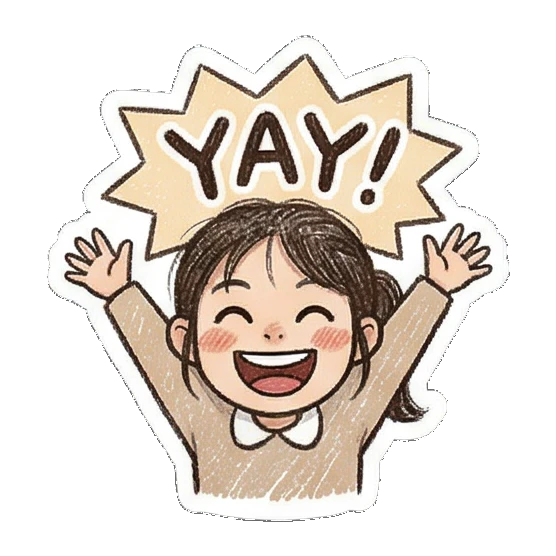 happy girl cheering with hands up Little Girl Daily Vibes sticker for expressive chats and social replies.