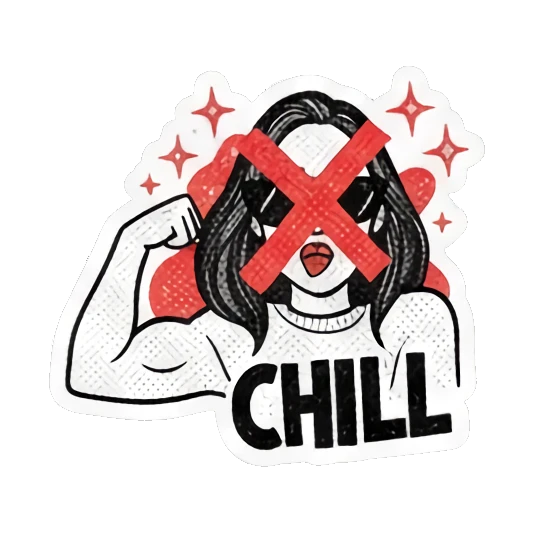 尴尬捂脸CRINGE Gritty Girl Moods sticker for expressive chats and social replies.