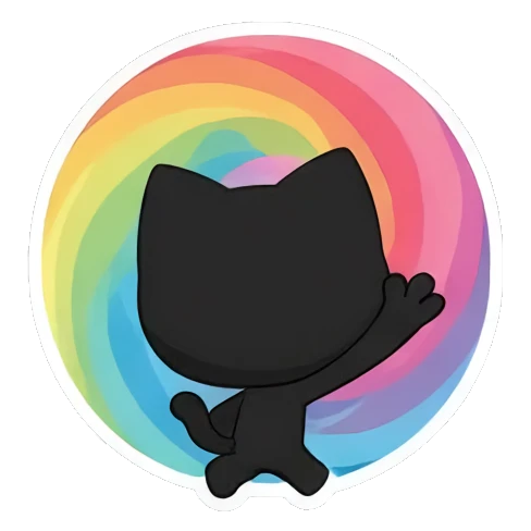 excited blue eyes Playful Black Cat Expressions sticker for expressive chats and social replies.