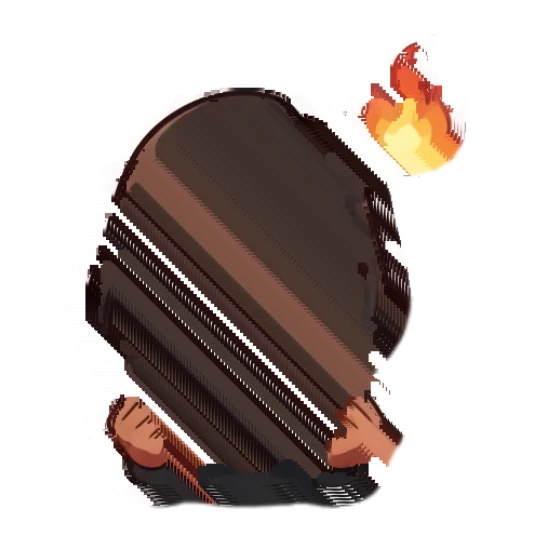 Brunette girl looking angry with a flame icon above her head. Chibi Brunette Girl Daily sticker for expressive chats and social replies.