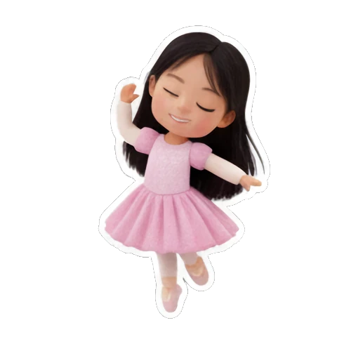 女孩自信摆拍 Little Dancer Joy sticker for expressive chats and social replies.