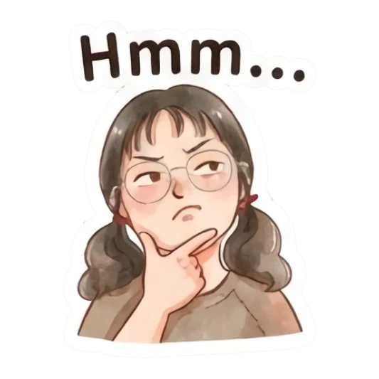 Girl thinking with a hand on chin Modern Girl Daily Moods sticker for expressive chats and social replies.