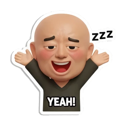 生病测体温状态 Baldy Buddy Daily Vibes sticker for expressive chats and social replies.