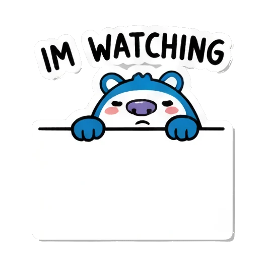 Peeking monster, 'IM WATCHING' Fluffy Monster Moods sticker for expressive chats and social replies.