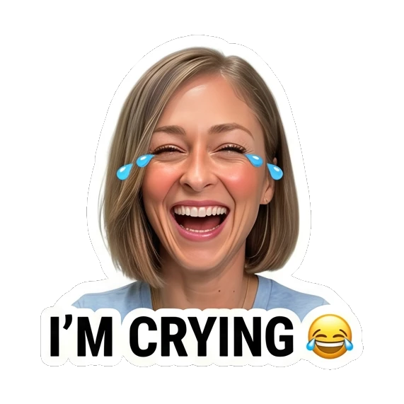 Woman laughing with tears of joy Daily Life Expressions sticker for expressive chats and social replies.