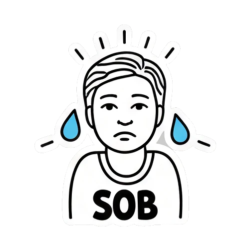 伤心流泪哭泣 Keith Haring Style Boy sticker for expressive chats and social replies.