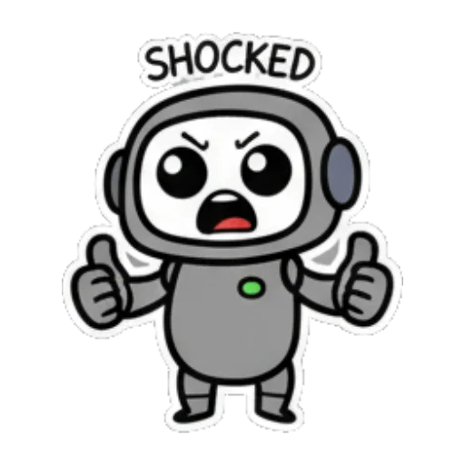 机器人双手竖拇指，表示震惊。 Cute Robot Expressions sticker for expressive chats and social replies.