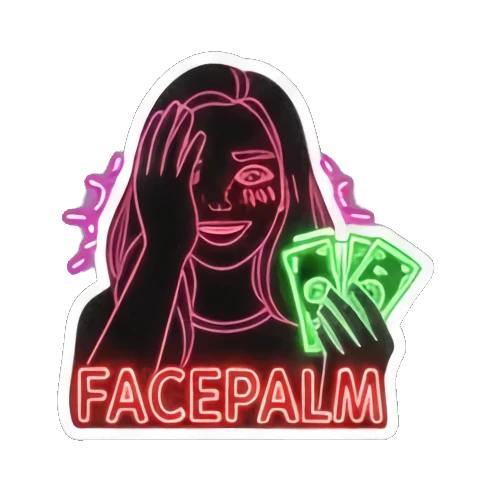 光影女孩捂脸FACEPALM Neon Glow Girl sticker for expressive chats and social replies.
