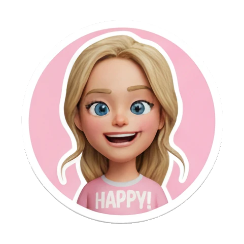金发女孩开心大笑 Blonde Girl Daily Vibes sticker for expressive chats and social replies.