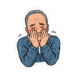 Shy man covering face Cheerful Grandpa Daily Life sticker for expressive chats and social replies.