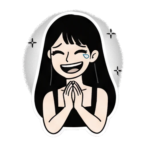 Girl smiling with hands together in gratitude Daily Life of a Cool Girl sticker for expressive chats and social replies.