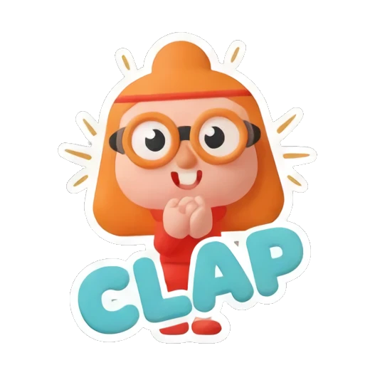 Ginger girl clapping hands enthusiastically with text CLAP Cheerful Ginger Girl Adventures sticker for expressive chats and social replies.