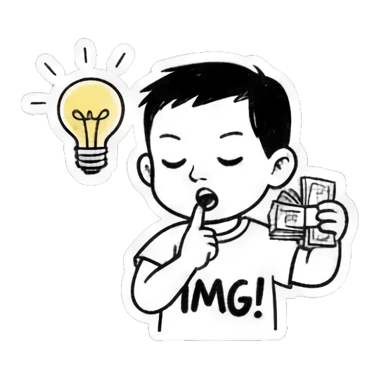 boy with lightbulb idea Quirky Boy Daily Life sticker for expressive chats and social replies.