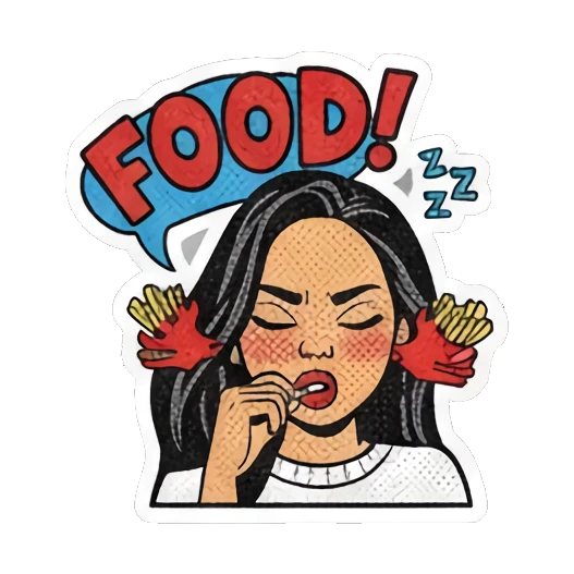 困倦想睡觉 Retro Comic Girl Vibes sticker for expressive chats and social replies.