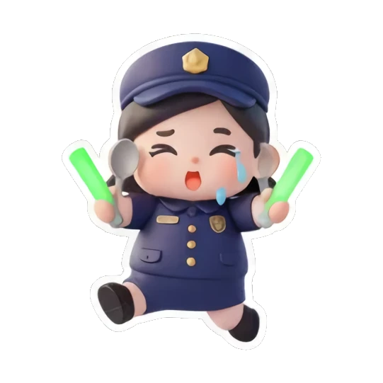 小警官开心跳舞 Chibi Officer's Daily Life sticker for expressive chats and social replies.