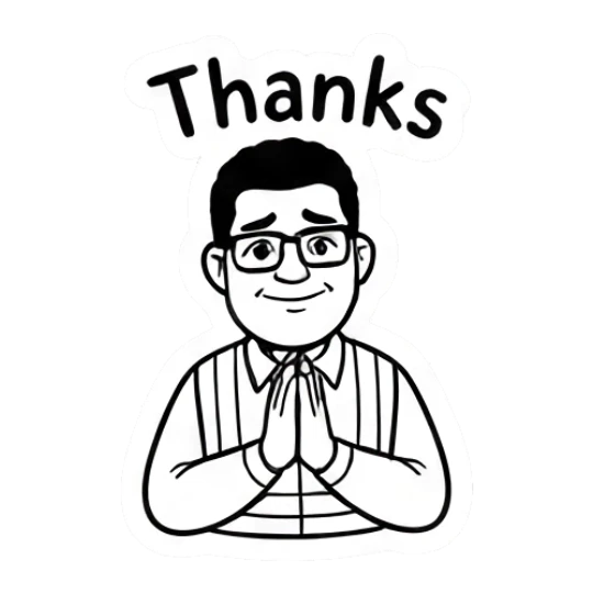 Man in safety vest with hands together in thanks Working Guy Daily Vibes sticker for expressive chats and social replies.