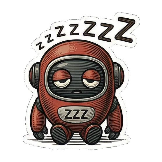疲惫打瞌睡的机器人 Vintage Bot Emotions sticker for expressive chats and social replies.