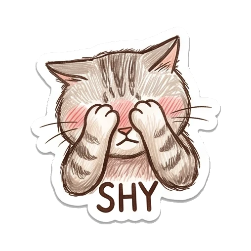 Shy cat covering face Cozy Tabby Doodle Life sticker for expressive chats and social replies.