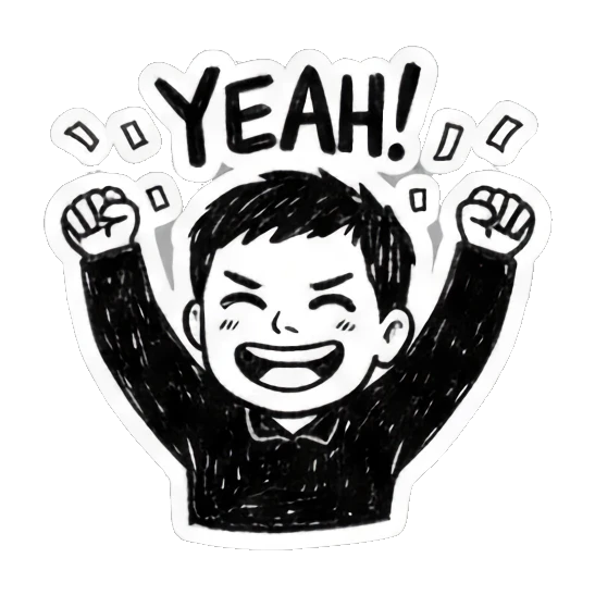 小哥欢呼YEAH Doodle Guy's Moods sticker for expressive chats and social replies.