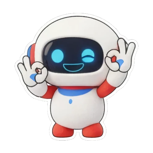 机器人比OK手势 Little Tech Buddy sticker for expressive chats and social replies.